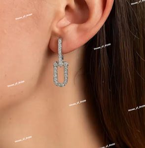 Pendientes de Aro Únicos con Incrustaciones de Diamantes de Imitación VVS Moissanite, Plata 925, Estilo Hip Hop - Product Image 2