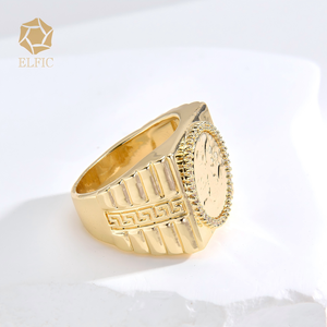 إلفيك أورو لامادو 14 قيراط زركون ملاك مربع عملة كوبر خاتم الفرقة للرجال والنساء هدية فريدة المجوهرات بالجملة - Product Image 3