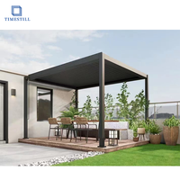 Pergola motorisée TIMESTILL en alliage d'aluminium rétractable à lames orientables 3x3, imperméable et résistante à la corrosion, avec structure thermolaquée