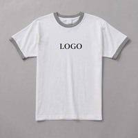 Dernière mode 220gsm 100% coton Ringer manches courtes col rond hommes femmes T-shirts unis couleur personnalisée toutes tailles
