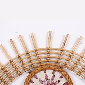 Rotin avec vadrouille décoration murale Unique oeil Design rouge brun coquille incrustation à la main mur Art décor à la maison pour Style rustique et Vintage - Product Image 3