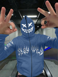 Sweat à capuche imprimé personnalisé pour hommes fermeture éclair complète respirant confortable coton polaire/polyester tissu hiver brodé dessin animé - Product Image 3