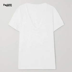 Nueva Llegada, Camiseta Casual Personalizada con Cuello en V para Mujer, 100% Algodón, Impresión Digital en Lona, Logotipo Bordado, Secado Rápido, Transpirable - Product Image 3