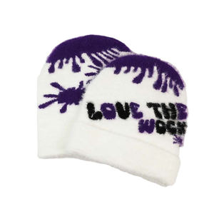 2025 haute qualité personnalisé hiver revers tricoté chapeaux broderie bonnets couleur unie unisexe chaud casquettes - Product Image 2