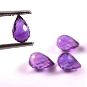 Gouttes d'améthyste naturelle, taille facetée, pierres précieuses hautement polies, 7x4,5 mm, 6,90 carats, fournitures pour la fabrication de bijoux, lot de 8 pièces - Product Image 1