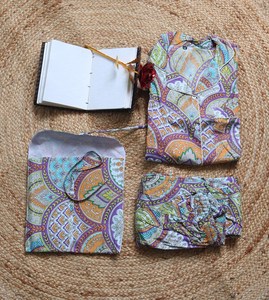 Pijamas de algodón de Patrimonio Cultural Bloque de mano Impreso a la perfección Pijamas de algodón de lujo con estampado de bloque de mano: Eleva su ropa de dormir - Product Image 5