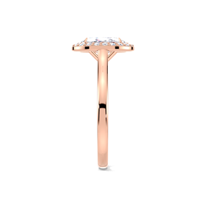 IGI Certified 1CT Oval Cut Halo Lab Grown Diamond Engagement <b>Ring</b> 14K Yellow / White And Rose Gold Micro Pave Bridal <b>Ring</b> - Product Image 3
