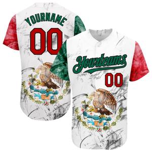 Pakistan Sportswear Industry Personnalisé Blanc Rouge Kelly Vert-Noir 3D Drapeau Mexicain Maillot de Baseball Authentique - Product Image 1