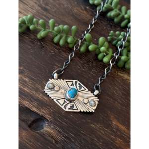 Kingman Turquoise & Sterling Silver Necklace Navajo-<b>Crafted</b> Cultural Collectible Jewelry One-of-a-Kind Piece - Product Image 3