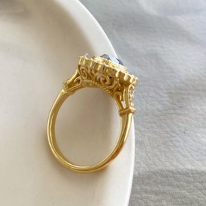 Bague de fiançailles en or massif 10 carats pour cadeau de mariée Vintage Original noir rond Moissanite diamant Floral Art déco - Product Image 4