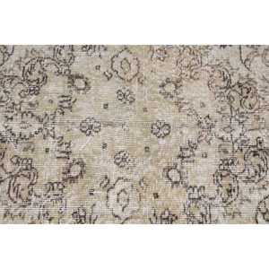 Vintage 7x10.2 ft Rug, Turkish Rug, <b>Brown</b> Striped <b>Wool</b> Rug - Product Image 5