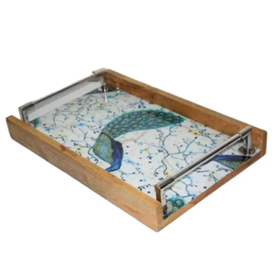 Plateau en métal dans un nouveau style de plateau de service en cuivre pur martelé au dernier look dans un plateau de service nouveau plat pour servir de la nourriture de Noël - Product Image 4