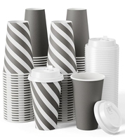 Gobelets en papier à paroi simple, recyclables et écologiques pour boissons chaudes, 1 à 32 oz, pour le bureau et les fêtes, avec couvercles