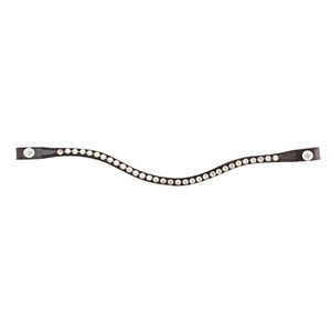 Banda Frontal para Caballo de Cuero Premium con Incrustaciones de Cristal en Forma de Ola, Lazos de Cambio Rápido, Compatible con Brida Inglesa - Product Image 3