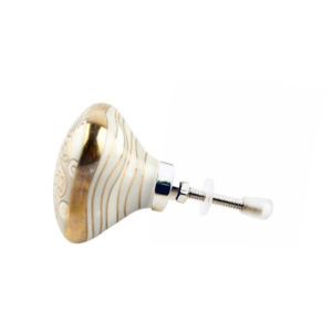 Perillas de cerámica hexagonales marroquíes de estilo americano, acabado dorado gris claro para cajón, armario, tocador, tiradores de manija de cocina - Product Image 2