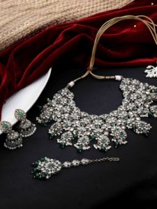 Gargantilla de aleación Floral para boda, Gargantilla nupcial, conjunto de Dulhan Floral Mehandi, joyería de diseñador chapada, ajustable medio para mujer - Product Image 2