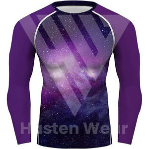 เสื้อกีฬาปั่นจักรยานสำหรับผู้ชายเสื้อแรชการ์ดแขนยาวพิมพ์ซับลิเมชันเต็มตัวทำจากโพลีเอสเตอร์ - Product Image 3