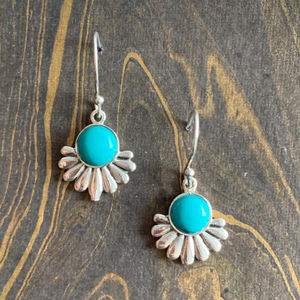 ต่างหูแบบติดหูทรงหยดน้ำสีเทอร์ควอยซ์ น้ำหนัก 4.9 กรัม ลายดอกไม้ รูปกากบาท ลายเรขาคณิต ประดับมุกและเพชร สไตล์ทันสมัย แนวศาสนา เหมาะสำหรับงานปาร์ตี้และเป็นของขวัญ - Product Image 1