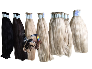 Extensiones de cabello humano de color vietnamita virgen de grado Remy alineado con cutícula completa extremos dibujados dobles Color claro a granel - Product Image 6