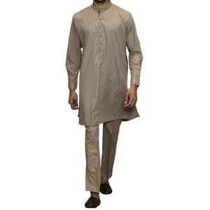 Servicio OEM ODM, Traje de Dos Piezas para Hombre, Estilo Shalwar Kameez, Color Granate Liso, Estilo Afgano Pathani Pakistaní, Corte Regular, Ropa Musulmana - Product Image 1