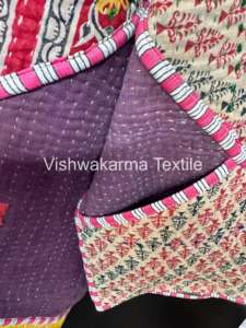 Vintage Kantha <b>Quilted</b> Jacket Women Handmade Reversible Cotton Short Autumn Winter Finished Coat - Product Image 2