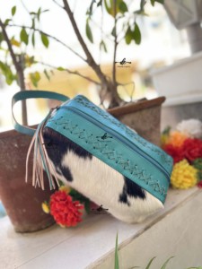 Nouvel arrivage de boîte de rangement cosmétique de maquillage élégant en cuir de vachette pochette à bijoux de couleur turquoise, boîte organisateur de salle de bain vanité - Product Image 3