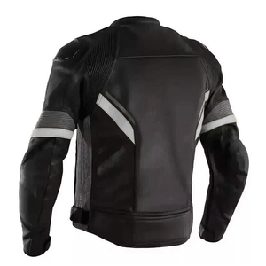 Chaqueta de moto de cuero negro de piel de vaca auténtica de Nuevo diseño para hombre líneas grises CE protecciones moto de carreras de talla grande invierno - Product Image 2