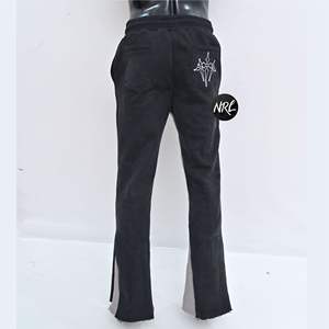 OEM Custom Logo Wholesale <b>Men</b> Black French Terry Patch Applique Embroidery High Quality Jogger Patchwork Flared <b>Sweat</b> <b>pants</b> <b>Men</b> - Product Image 2