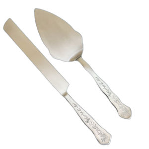 Colección brillante, Plata de lujo, acero inoxidable, plata, mate, pulido, cuchillo para pastel de boda, cortador y espátula, juego de servidor - Product Image 1