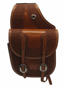 Handtooled Handcarved Genuine <b>Leather</b> <b>Harness</b> <b>Leather</b> Saddle Bag for Western Horse Motorcycle Custom Logo Stainless Steel - Product Image 2
