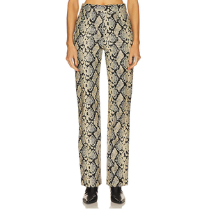 Pantalones de cuero de piel de serpiente de invierno de alta calidad para mujer, pantalones de cuero de piel de serpiente de cintura alta, nuevo diseño transpirable - Product Image 3