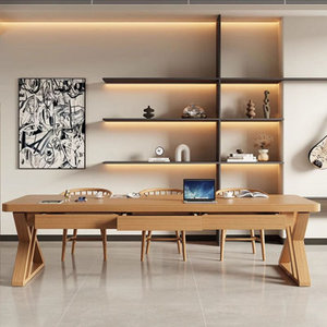 Solid Wood Computer <b>Desk</b> with <b>Drawers</b> Rectangular Writing <b>Desk</b> for Office and Home DESK2-0043 - Product Image 2