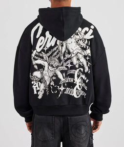 Sudadera con Capucha de Moda Urbana, Lavado Ácido, Algodón de Alta Calidad, Estilo Vintage, Tejido de Punto, Estampado, Sudadera con Cierre para Invierno, Holgada - Product Image 6