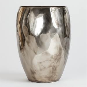 Jarrón alto hecho a mano de metal de aluminio plateado con forma elegante y delgada diseñado para bodas, hogares y decoraciones de lujo - Product Image 2