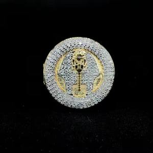 6.00 carat glace sur diamant taille ronde or jaune VVS Moissanite or jaune Hip Hop fiançailles pour hommes en argent sterling 925 - Product Image 1
