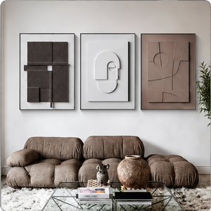 Modern Geometric <b>Wall</b> Art Set Canvas Print Minimalist Home Decoration Rectangle Multi-piece Package Black <b>Frame</b> Wooden <b>Frame</b> - Product Image 1