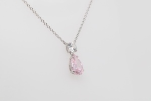 สร้อยคอจี้อัญมณีสีเงินสเตอร์ลิงสีชมพูแบบ925 - Product Image 2