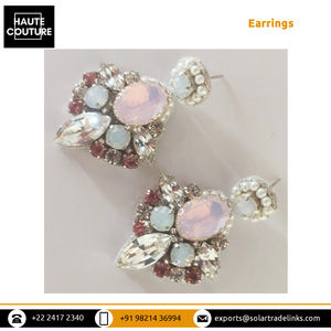 <b>Top</b> Selling Casual Style Opal Stones Made Hand Embroidered Party Evening Wear Locket Pendant <b>Earrings</b> for Women's Girls - Product Image 3