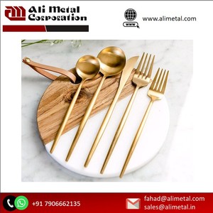 Established Design Decent Flatware Stainless Steel <b>Set</b> <b>Golden</b> Polished Dinnerware <b>Cutlery</b> <b>Set</b> Tableware For Event Party Hotels - Product Image 6