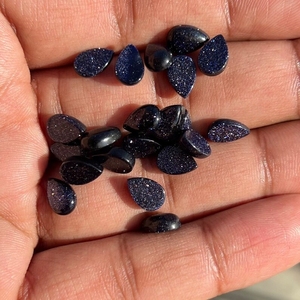 Pierre de soleil bleue poire forme Cabochon pierre précieuse pour la fabrication de bijoux anneaux collier pendentif Bracelet en gros pierres précieuses pierre de naissance - Product Image 5