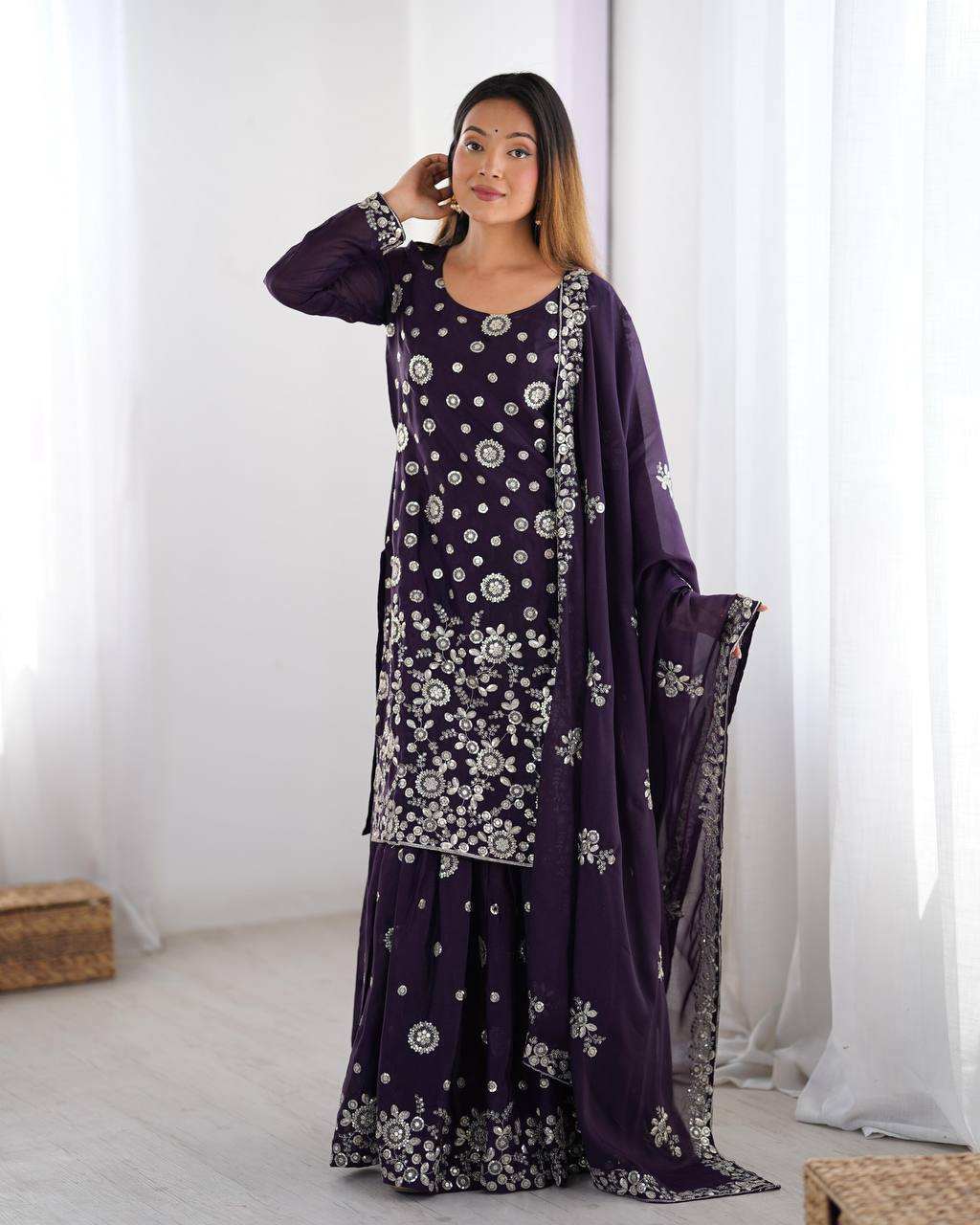 Purple Grand Salwar Materials Online Purple Punjabi Salwar Suit