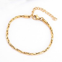 Bracelet chaîne serpent italienne martelé fait main 16 cm pour femme, bijoux de mode en acier inoxydable plaqué or PVD, étanche, vente en gros