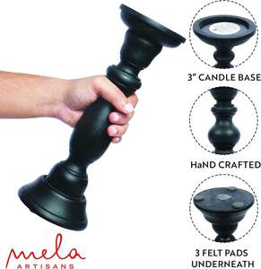 Portavelas de Madera Hechos a Mano |   Juego de Portavelas de Pilar Vintage |   Decoración Rústica para el Hogar - Product Image 4