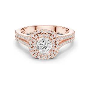 แหวนหมั้นเพชรทรงฮาโล 1.726 กะรัต สำหรับผู้หญิง ความใส VVS-VS เกรด EF ทอง 18KT, 14KT, 10KT และเงิน 925 สีโรสโกลด์ สีเหลือง - Product Image 3