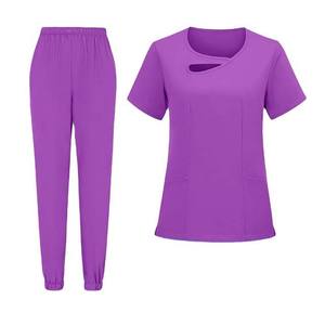 Uniformes de Hospital de Punto Personalizados, Uniforme de Enfermera con Parte Superior de Manga Corta, Pantalones Deportivos Ajustados, de Alta Calidad, Secado Rápido, Transpirable, Ropa de Calle - Product Image 1