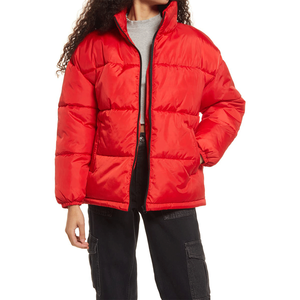 Veste matelassée à capuche pour femme de qualité supérieure, personnalisée, noire jet, OEM, fermeture éclair intégrale et cordon de serrage, veste à bulles, veste d'hiver pour femme - Product Image 1