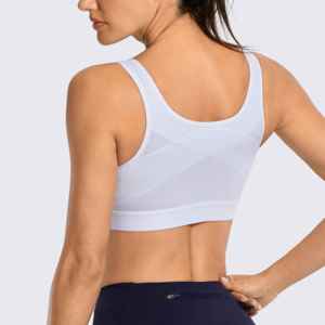 Custom Women Front Zipper High Support Sports Bra Wholesale Breathable Mesh Yoga Fitness Running Gym Workout Activewear Bra <b>Top</b> - Product Image 5