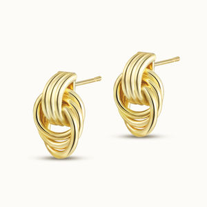 Vente en gros de boucles d'oreilles de haute qualité bijoux de mode plaqué or 18 carats en laiton délicat cercle <span class=keywords><strong>noeud</strong></span> boucles d'oreilles pour les femmes - Product Image 1