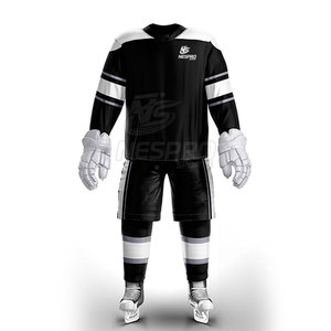 Cómodos conjuntos de estilo uniforme de hockey sobre hielo de tamaño personalizado en stock 100% poliéster transpirable secado rápido respetuoso con el medio ambiente manga larga - Product Image 1