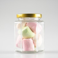 Meilleure vente : pot à miel hexagonal en verre transparent 288 ml pour aliments en conserve, chocolat, gelée